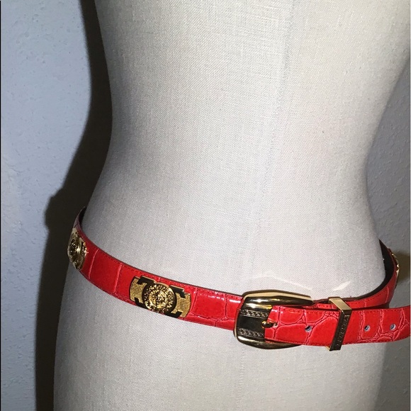 Red leather genuine leather belt size large - Picture 1 of 11